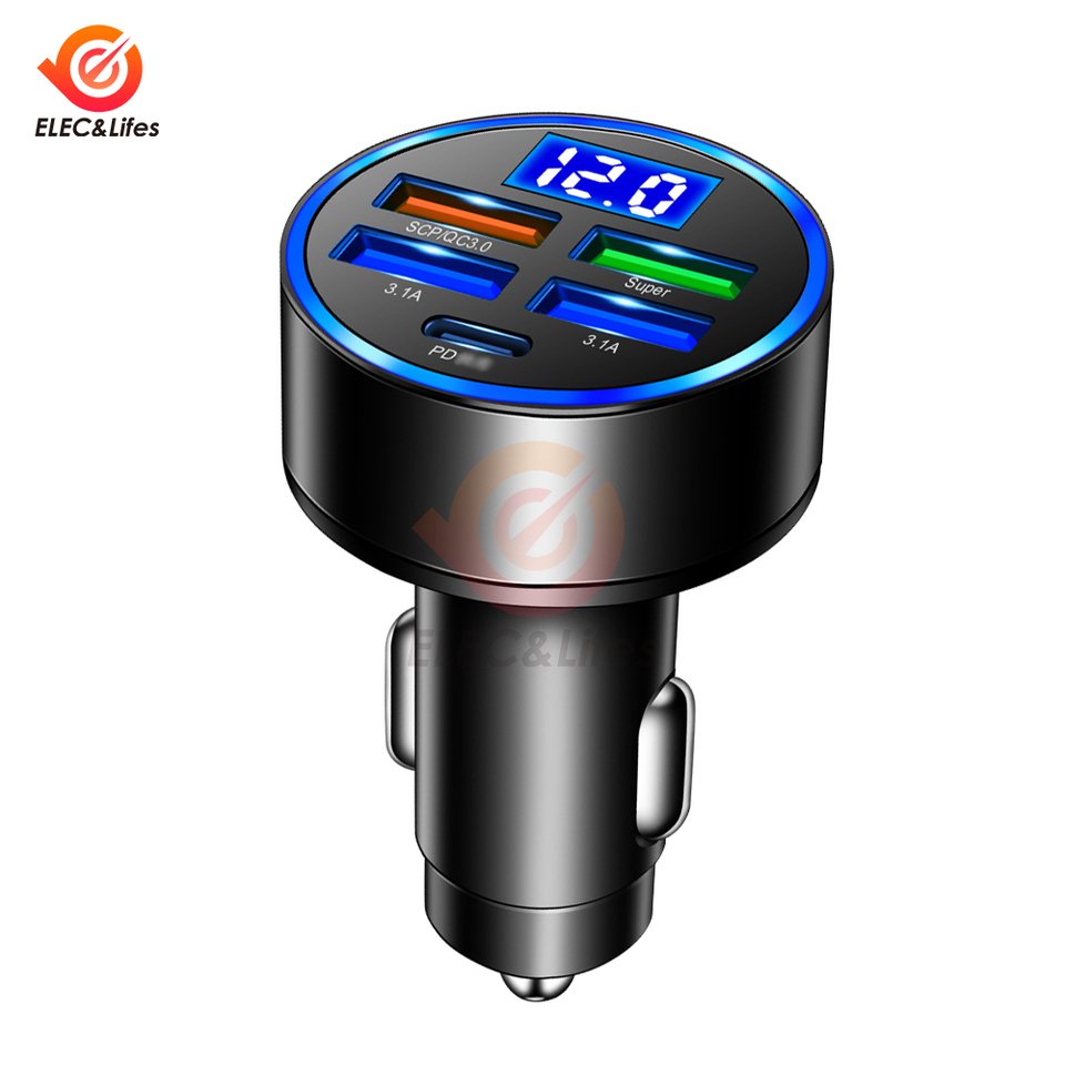 

5 портов 150 Вт автомобильное зарядное устройство быстрая зарядка PD QC3.0 USB C автомобильное зарядное устройство для телефона адаптер типа C в автомобиле для iphone Samsung Huawei Xiaomi