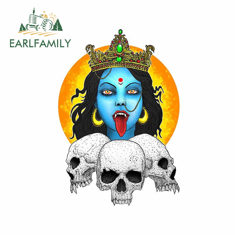 

EARLFAMILY 13 см x 9,2 см для Кали, индуийская богиня, череп, автомобиль, мотоцикл, наклейка s, аниме, водонепроницаемая, устойчивая к царапинам наклейка, Декор