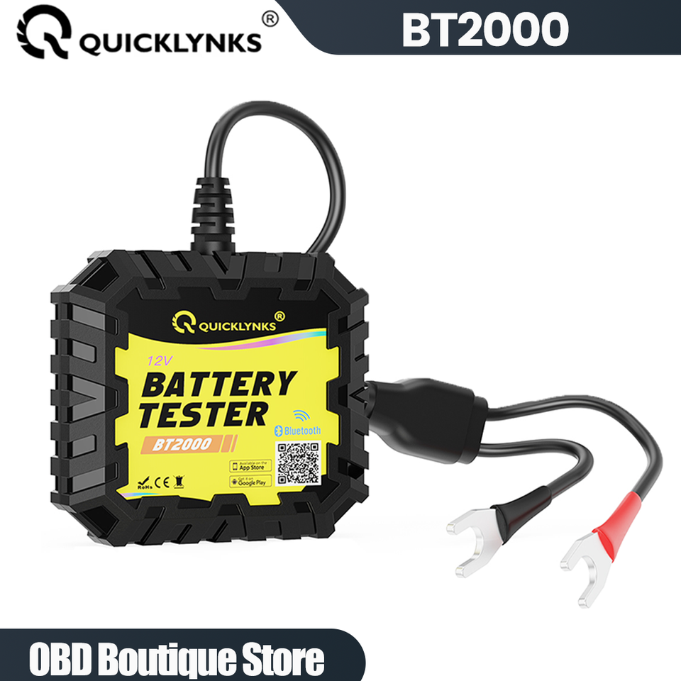 

QUICKLYNKS BT2000 12 в автомобильный тестер аккумулятора монитор беспроводной Bluetooth Автомобильный анализатор аккумулятора CCA тест бесплатное обновление для IOS Android