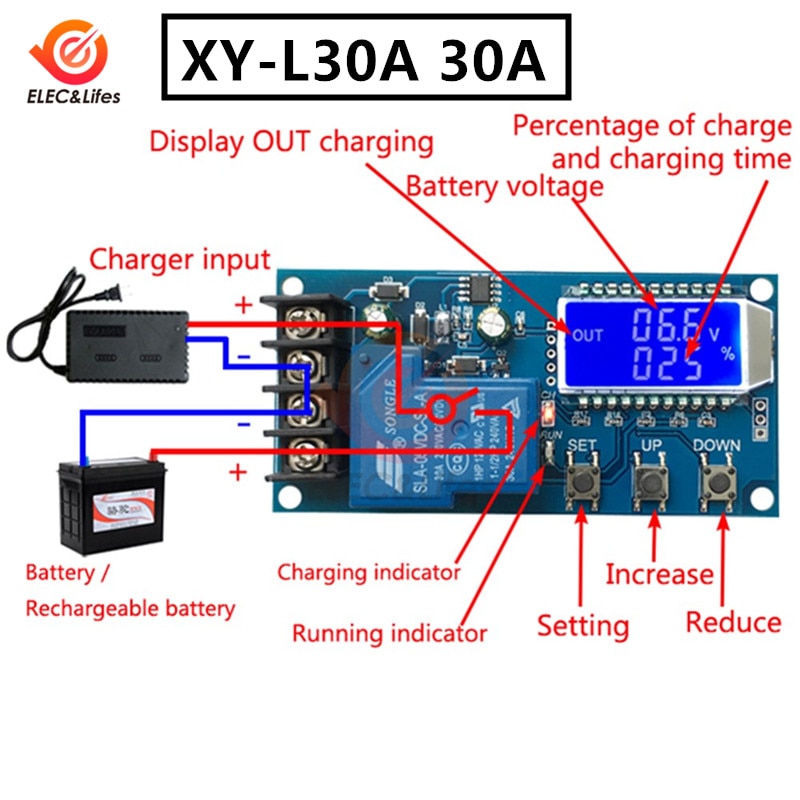 

Aideepen контроллер заряда для литиевых аккумуляторов XY-L10A/XY-L30A