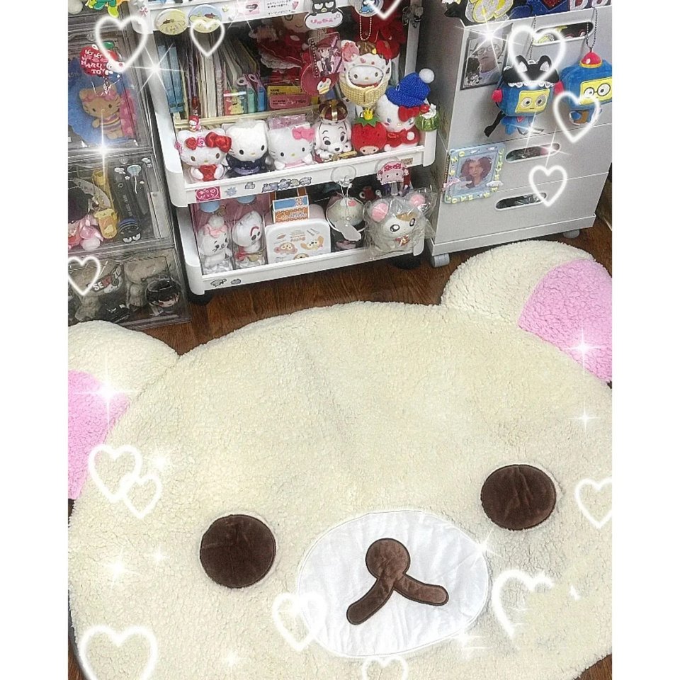 

neiмедведь Rilakkuma Ковер Расслабленный Медведь Мультфильм Милый Корейский напольный коврик для спальни Мягкий плюшевый напольный коврик Домашний прикроватный ковер для спальни