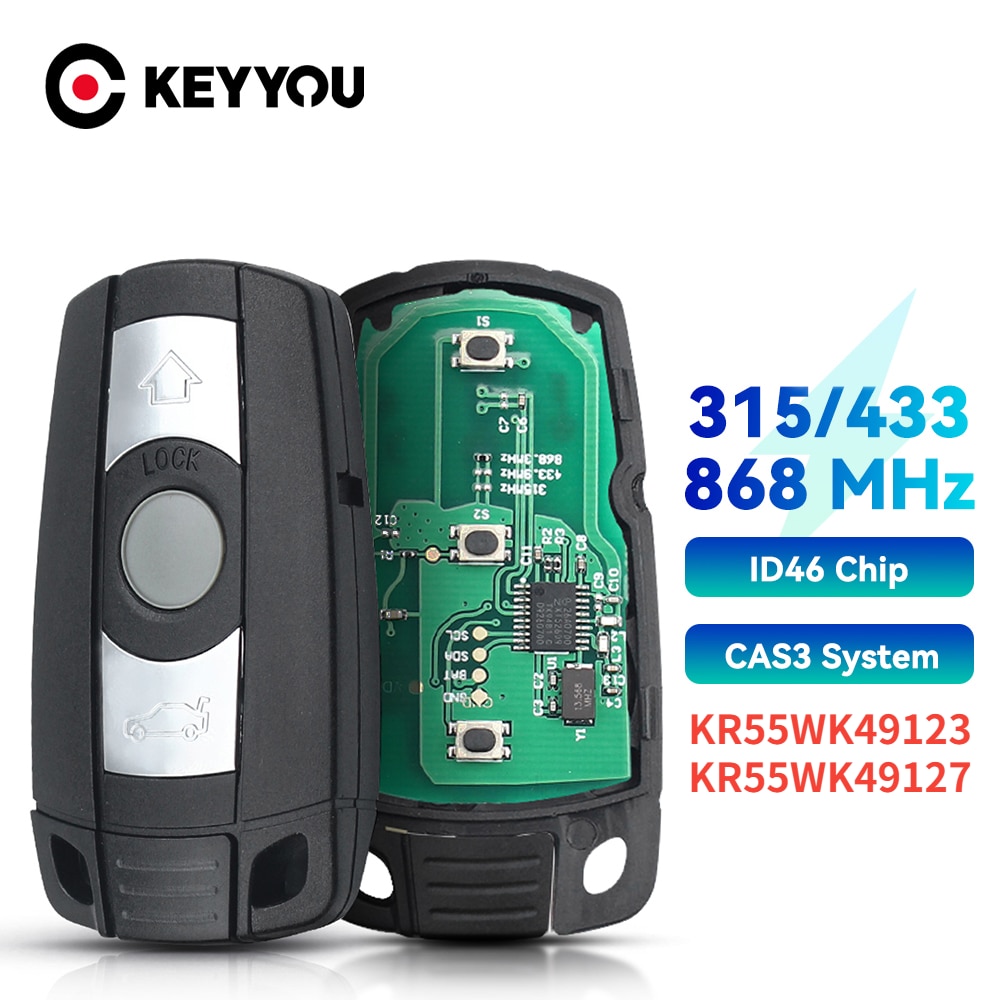 

KEYYOU с аккумулятором дистанционный Автомобильный ключ 315/433/868 МГц PCF7953 для BMW CAS3 1/3/5/7 серии X5 X6 E60 E61 E70 E71 E87 E90 Z4 KR55WK491