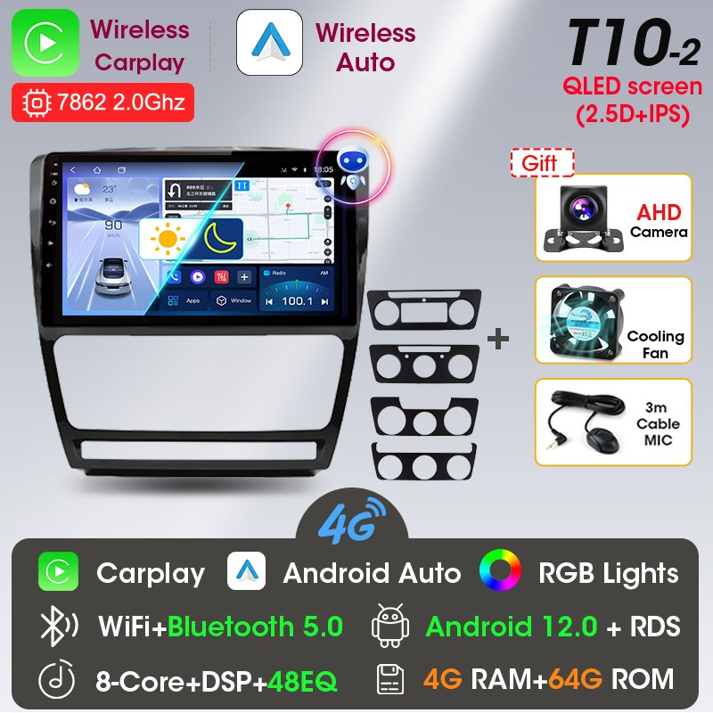 

Srnubi 2 Din для Skoda Octavia 2 A5 2008 2009 2010 2011 2012 2013 Android 11 Carplay Автомобильный радиоприемник Мультимедийный плеер GPS Стерео DVD