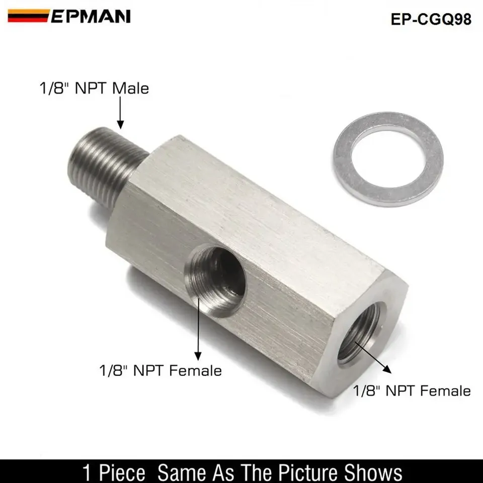 

EPMAN 1/8 дюйма NPT и 1/8 дюйма BSPT и M10 Тройники для датчиков давления масла Турбонаддув Манометр для линии подачи из нержавеющей стали EP-CGQ59