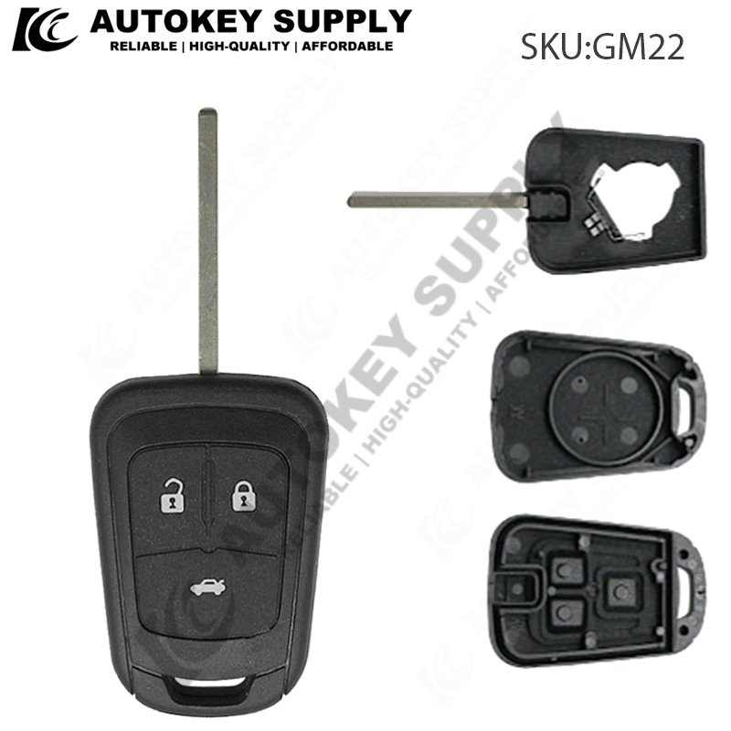 

Autokeysupply AKGMF105 Корпус дистанционного ключа 2, 3-кнопочный брелок для автомобиля с логотипом для Chevrolet