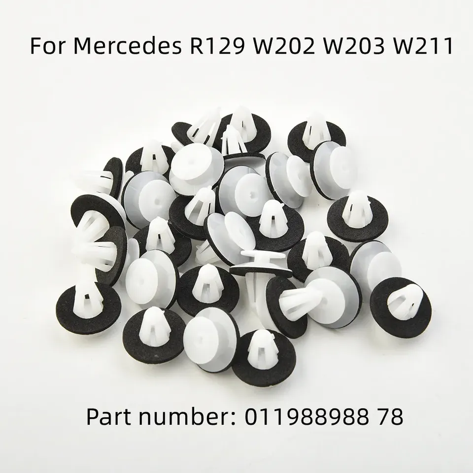 

30 шт. автомобильные крепежные зажимы фиксатор для Mercedes R129 W202 W203 W211 011988988 78 белый нейлон Автомобильная дверь внутренняя отделка Зажим D105