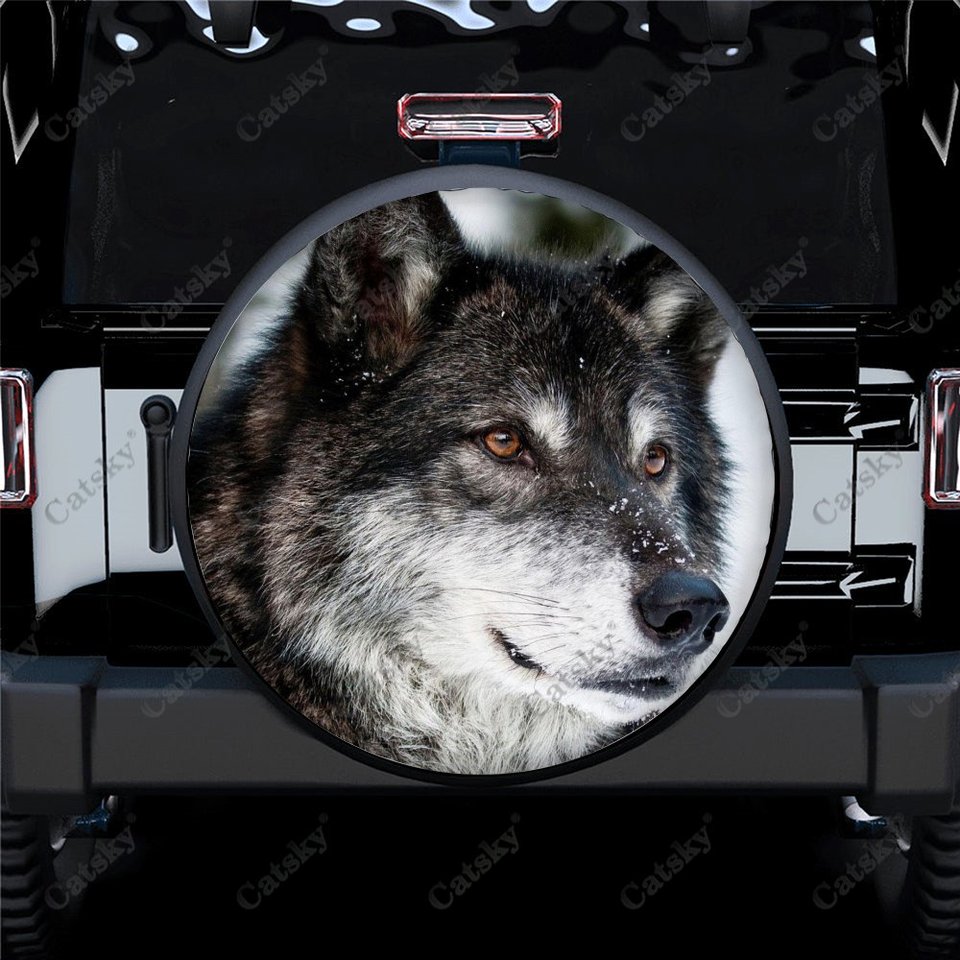 

Универсальный чехол для автомобильных запасных колес White Snow Wolf из полиэстера, автомобильные аксессуары на заказ, покрышки для шин для домов на колесах, внедорожников, грузовиков, кемперов