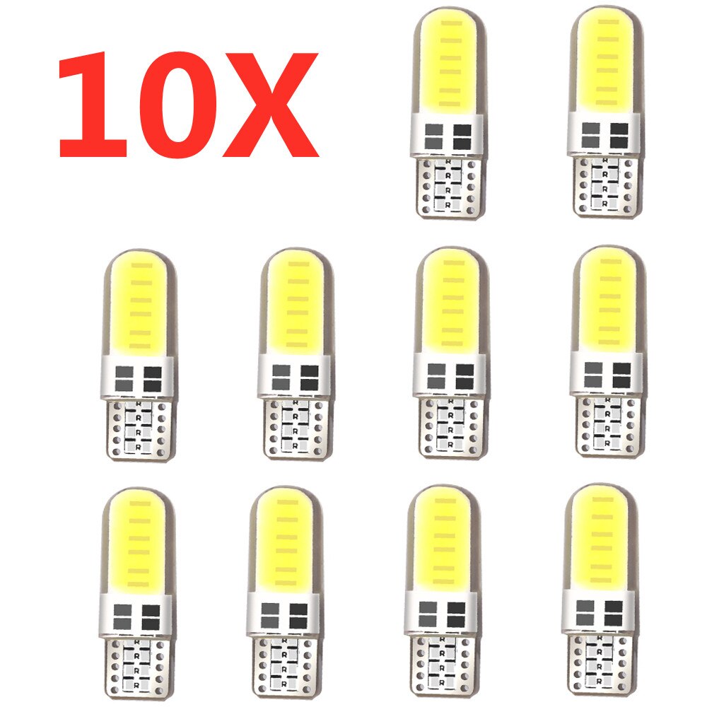 

10 шт./лот, силиконовый гель COB, светодиодный автомобильный фонарь 12 В T10 W5W, боковая лампа для чтения на клине, сигнальная лампа, габаритный дверной светильник 12 SMD chi