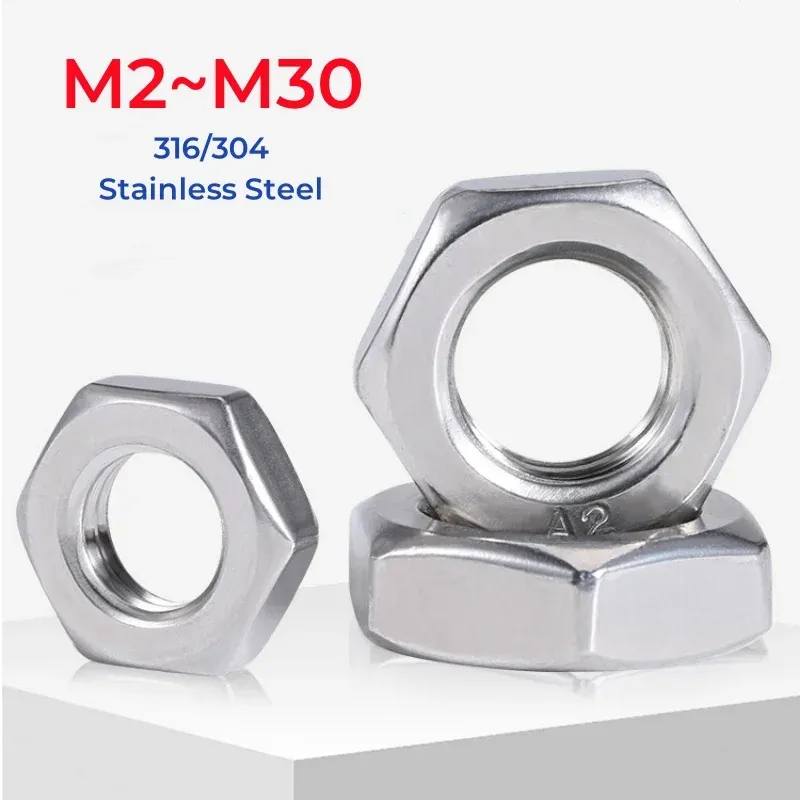 

Гайки шестигранные тонкие нержавеющая сталь M2-M30