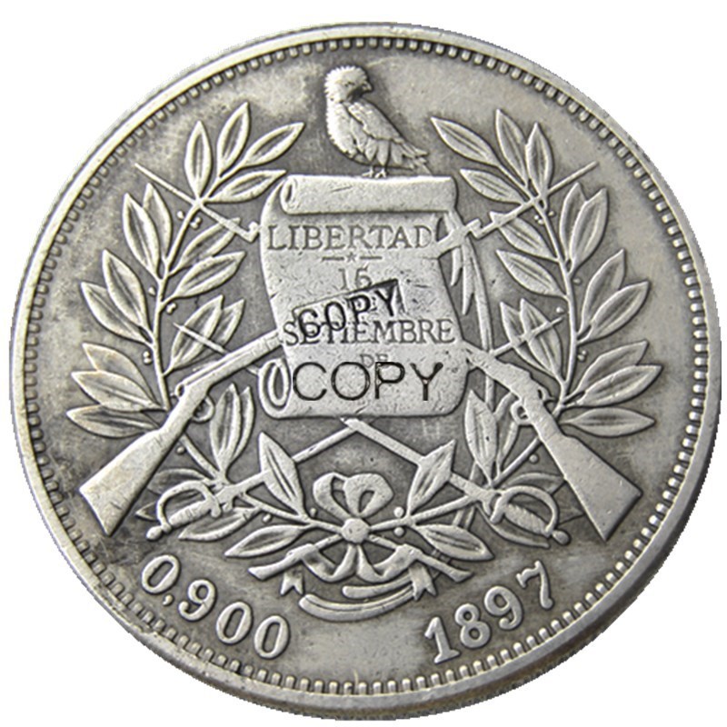 

Набор серебряных копий монет ГУАТЕМАЛА 1 песо (1894-1897), 4 шт