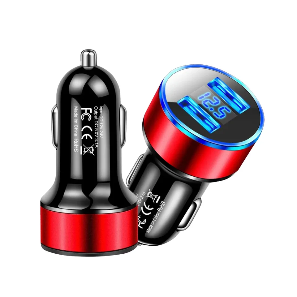 

JOCESTYLE Автомобильное зарядное устройство с двумя портами USB, адаптер для быстрой зарядки для автомобиля