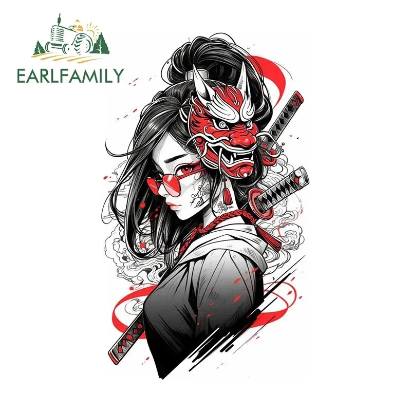 

EARLFAMILY 13 см × 7,8 см для воина, Самурайской девушки, они, маска, автомобильные наклейки, простые технические, устойчивые к царапинам этикетки для серфинга