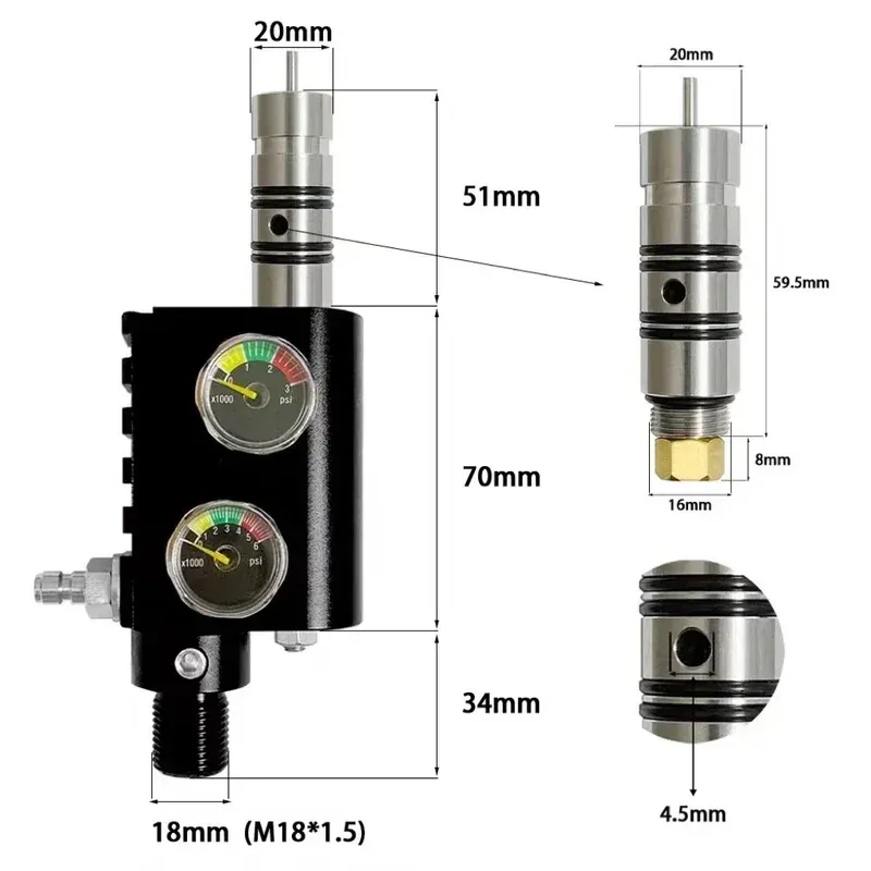 

Клапан Dream с двойными маномерами, внешнее регулирование типа Z, клапан постоянного давления 3500 фунтов на квадратный дюйм, 4500 фунтов на квадратный дюйм, PCP
