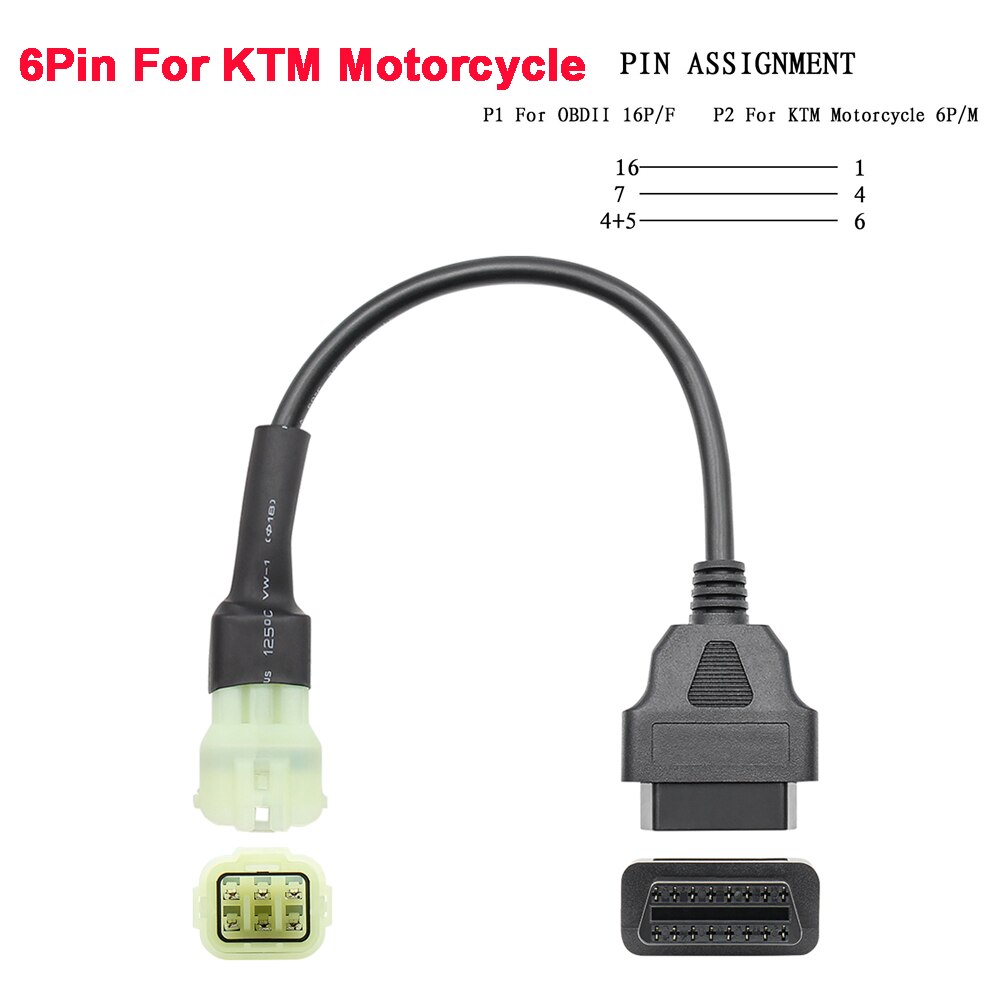 

OBD2 разъем для KTM мотоцикла 6Pin для HONDA/YAMAHA/SUZUKI/Kawasaki/Harley для OBD 2 авто инструменты мото удлинитель