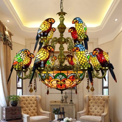 

Люстра Art Deco Tiffany Попугай