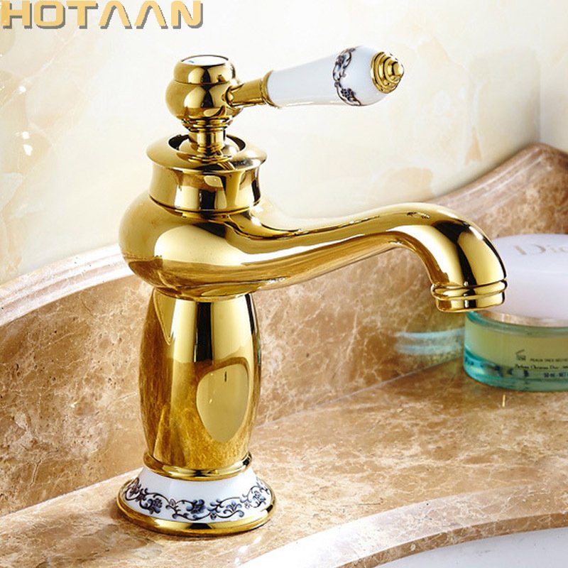 

Смеситель для раковины HOTAAN золотистый