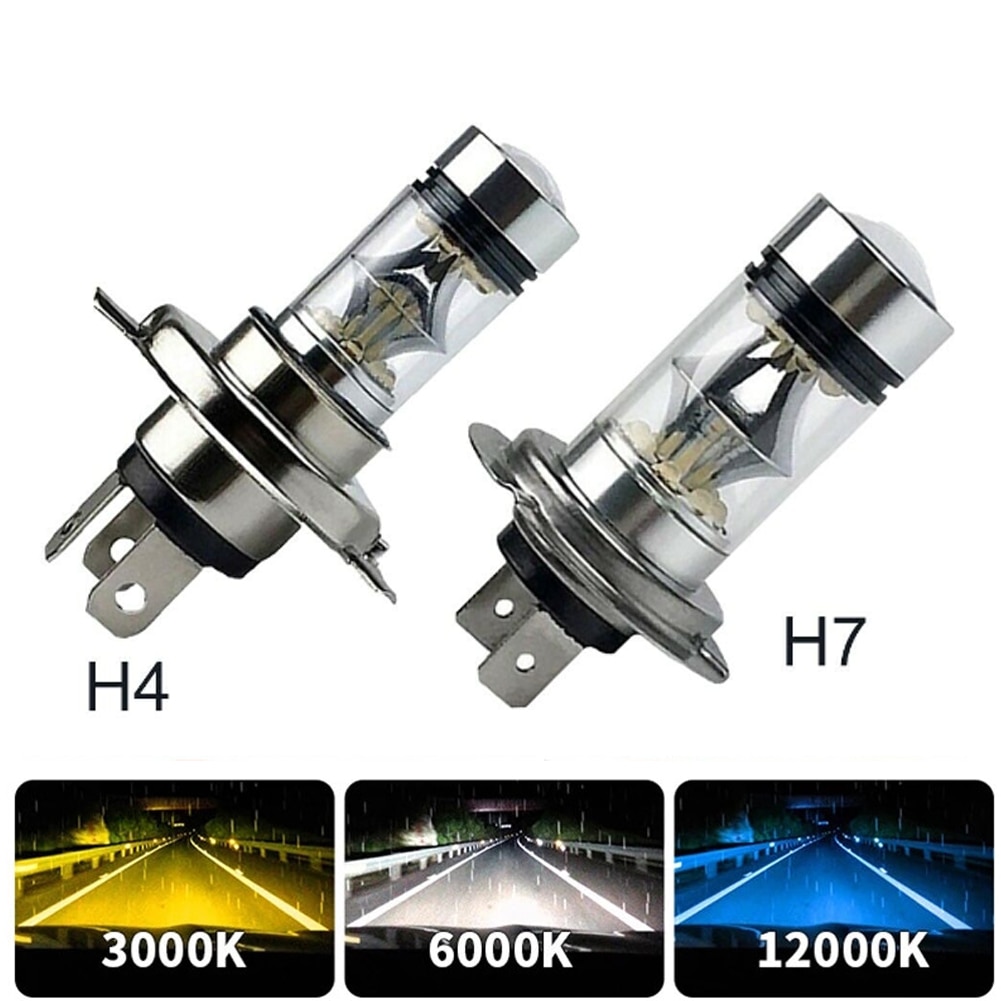 

2X 100W H4 H7 Супер яркие 20Smd светодиодные автомобильные дневные ходовые противотуманные фары 6000K Автоматические фары дальнего ближнего света