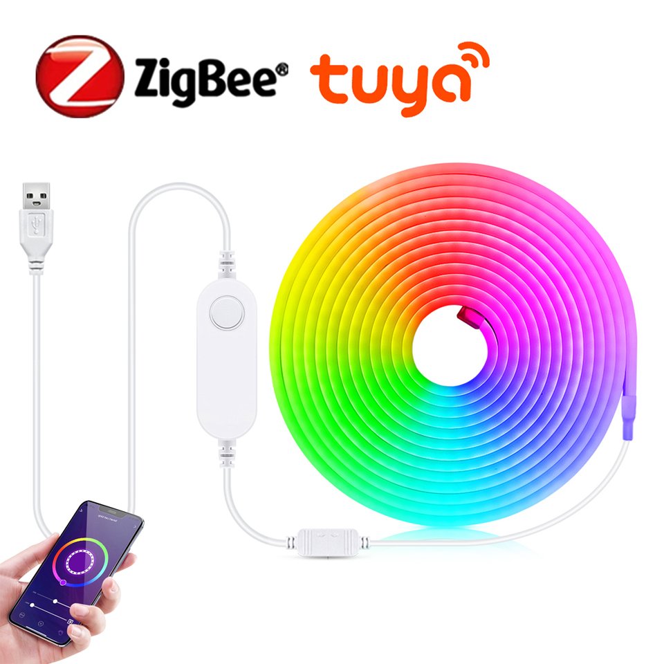 

Smart USB Zigbee Tuya RGB Неоновая Светодиодная Лента С Голосовым Управлением, Уличное Садовое Освещение, Декор