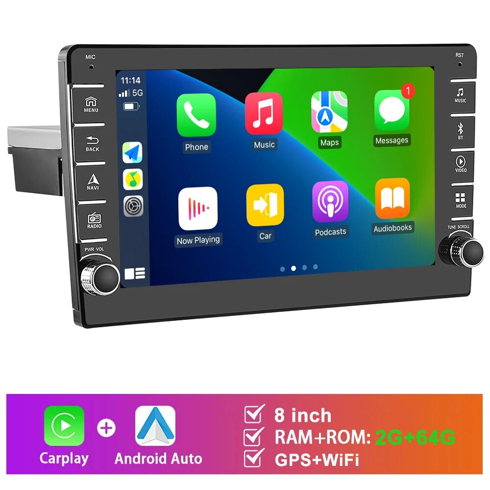 

X-REAKO 1 Din беспроводной CarPlay с ручкой Android Авто Радио 8 "экран интеллектуальные системы BT GPS мультимедийный плеер DSP 2 + 64G