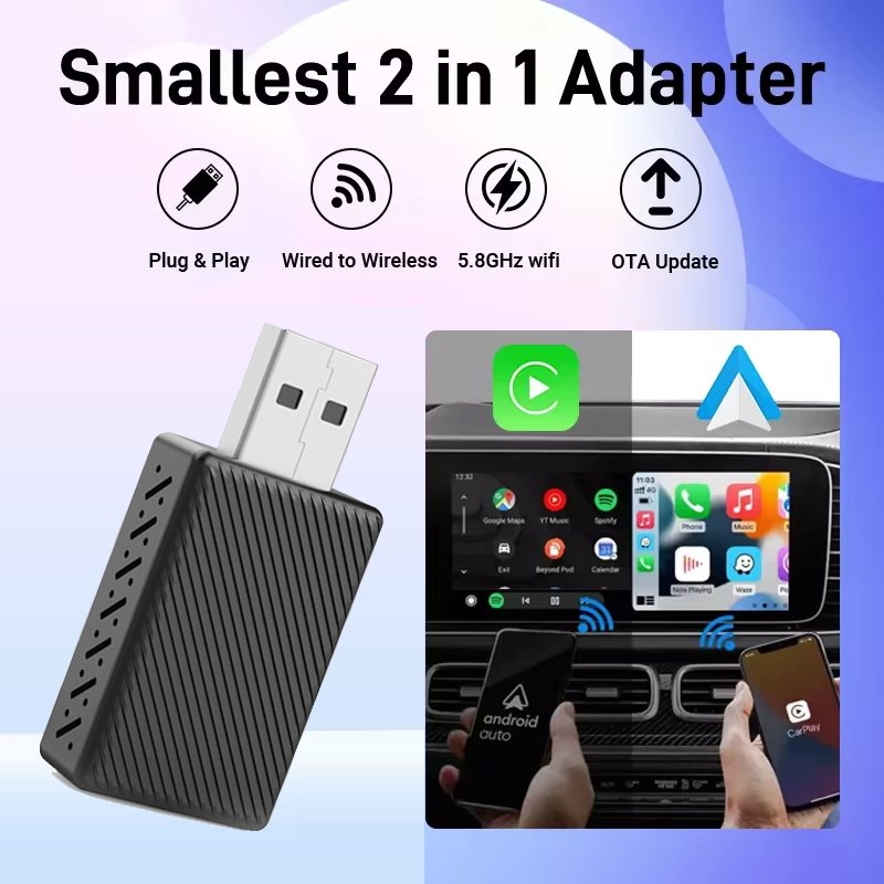 

Беспроводной адаптер Carplay Android Auto для Toyota Mazda Nissan Camry Suzuki Subaru Citroen Audi Mercedes Kia Ford Opel Spotify BT