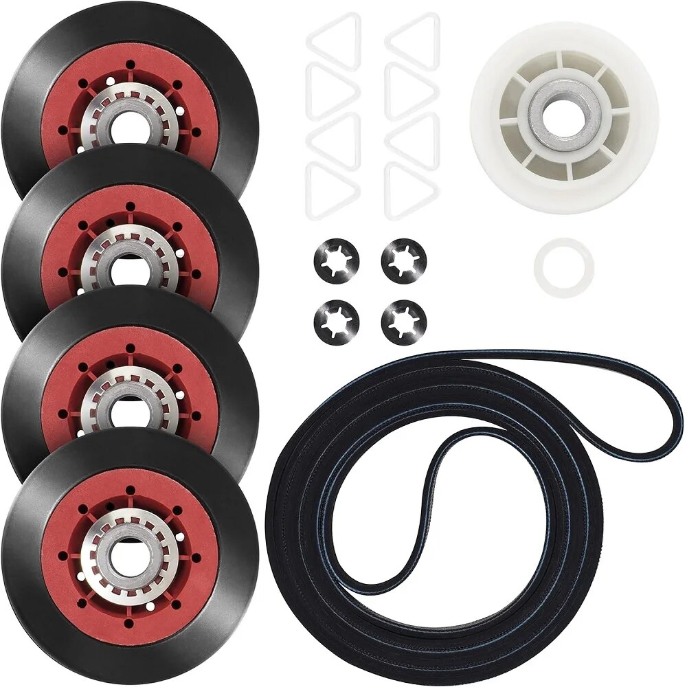 

4392067 Ремкомплект 27-дюймовой сушилки для сушилок Whirlpool KitchenAid WPW 10314173 Барабанный ролик 661570 V-образный ремень 279640 Натяжной шкив