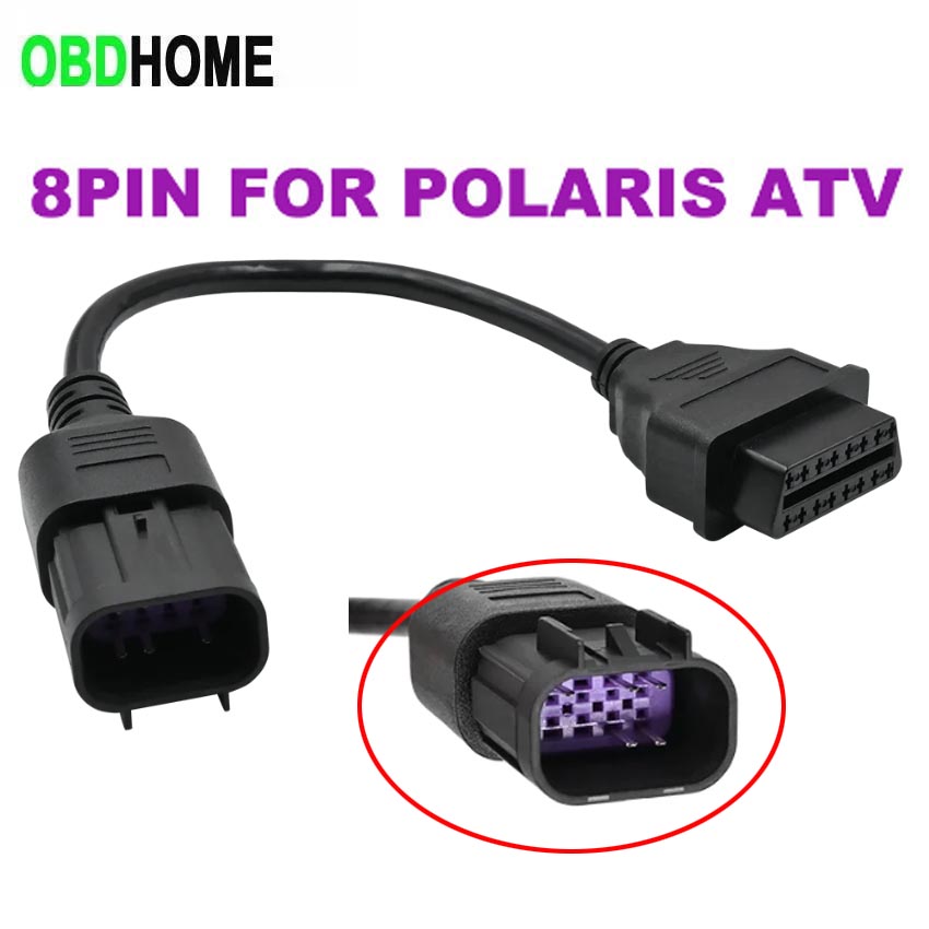 

OBD к 8-контактному диагностическому адаптеру для Polaris, вездеходного автомобиля, вездехода, мотоцикла, линия подключения 8-контактный к 16-контактному OBD2 удлинительному кабелю