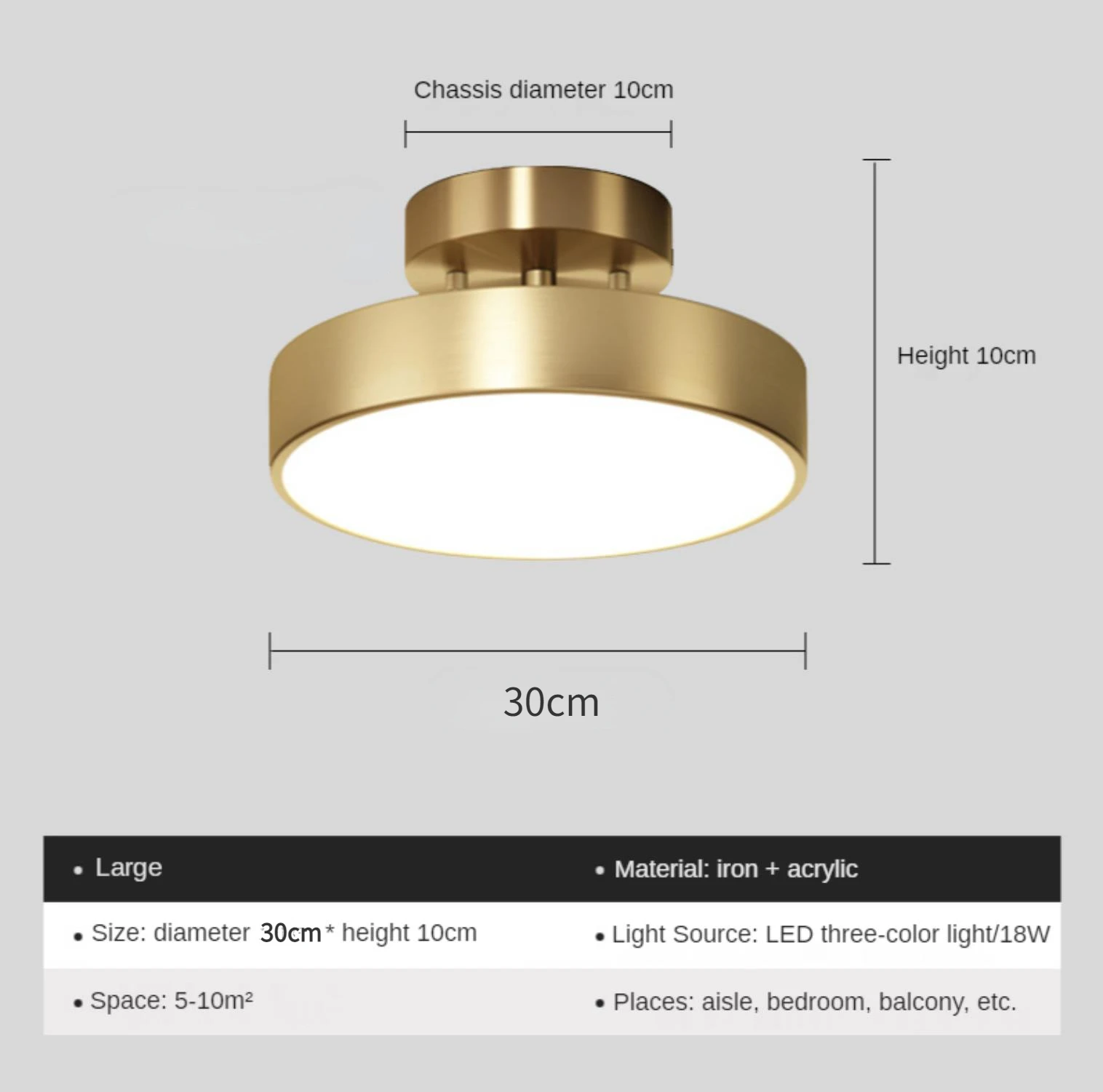 

Золотой потолочный светильник LED