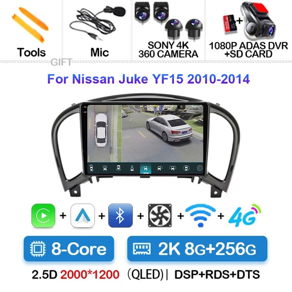 

Автомагнитола на Android 14, мультимедийный видеоплеер для Nissan Juke YF15 2010-2014, GPS-навигация, 2 din, Carplay, Wi-Fi, 4G