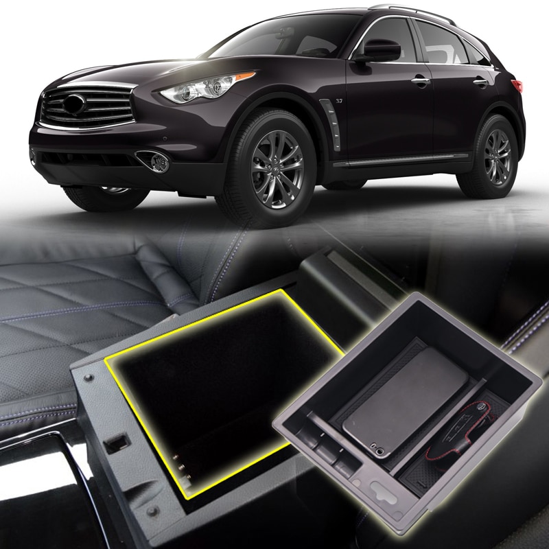 

Для Infiniti QX70 2013-2017 автомобильная черная внутренняя консоль подлокотник ящик для хранения перчаток лоток контейнер органайзер аксессуары