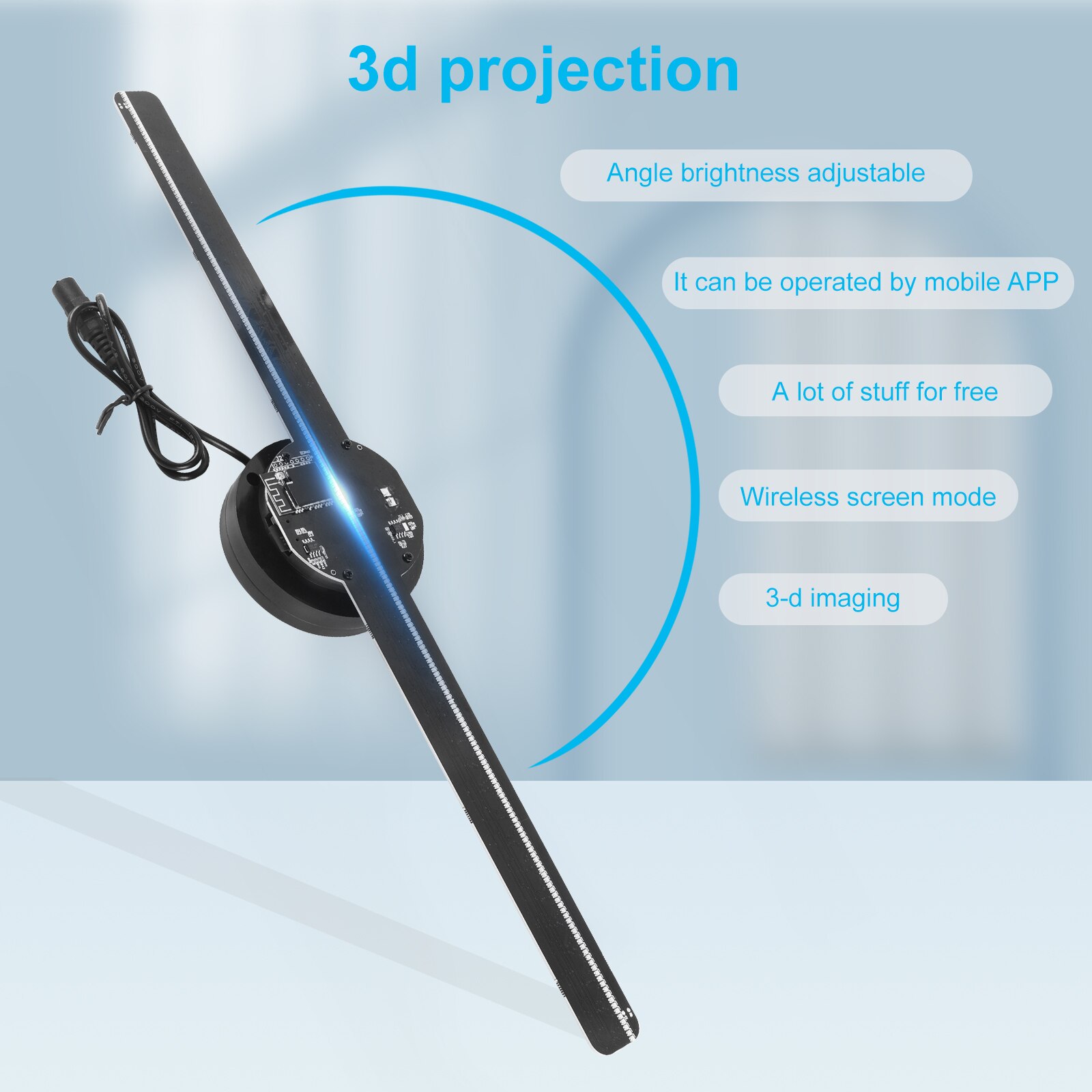 

42 см/16,5 дюйма, 3D голографический проектор, 3D вентилятор 224, лампа, бусины, загрузка голографической 3D рекламы