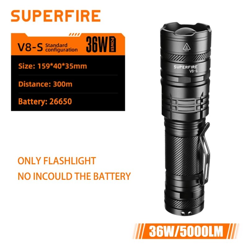 

SUPERFIRE V8-S 5000LM Тактический фонарик