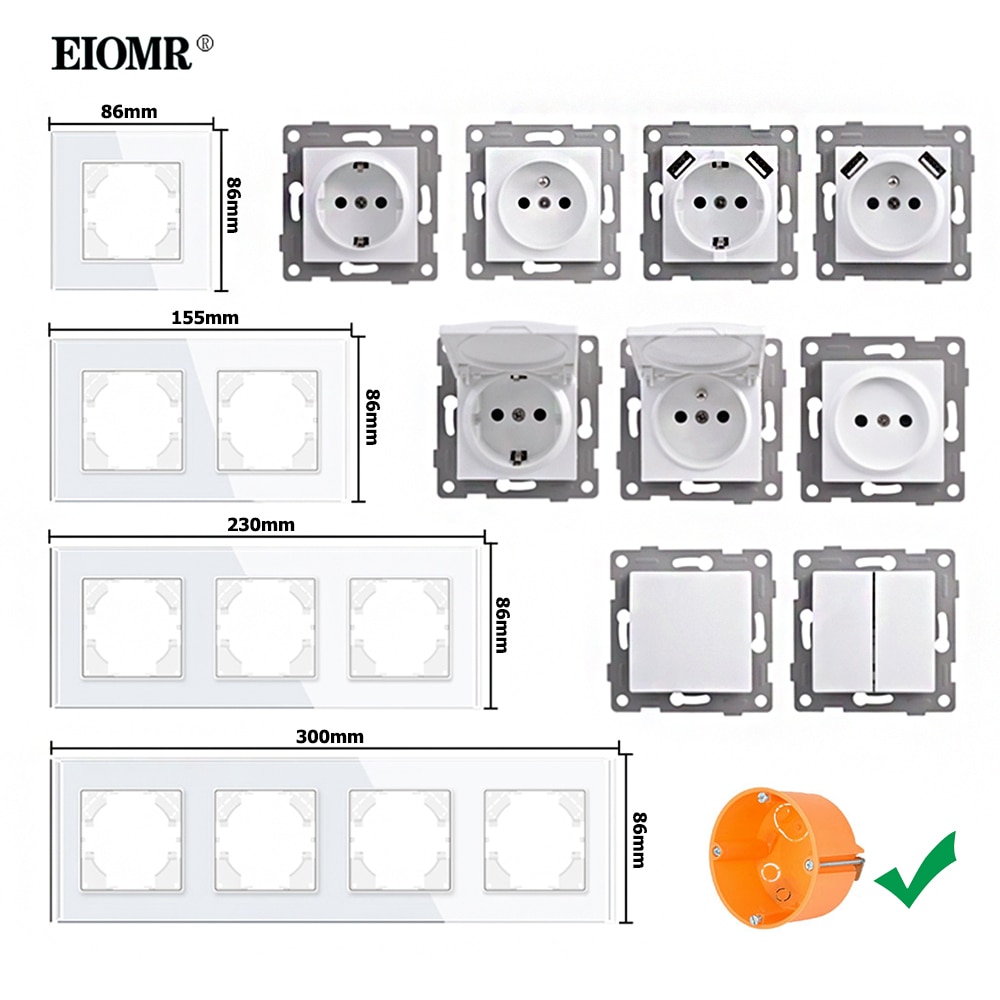 

EIOMR Настенные розетки белые 16A