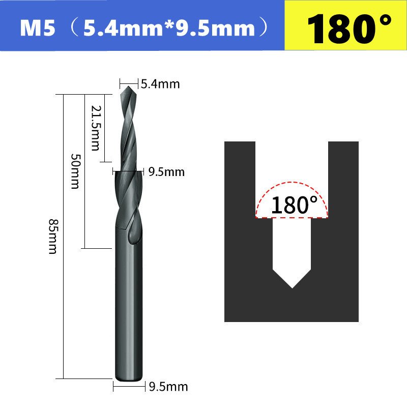 

90 ° /180 ° Двухступенчатые ступенчатые сверла M2 HSS M3~M12, подходящие для сегментированных сверлильных сверл для форм