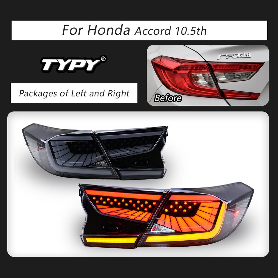 

Автомобильные фары TYPY для Honda 10 Accord, задние фары 2018-2023 LX Sport EX EX-L, автомобильные аксессуары, динамический сигнал поворота DRL