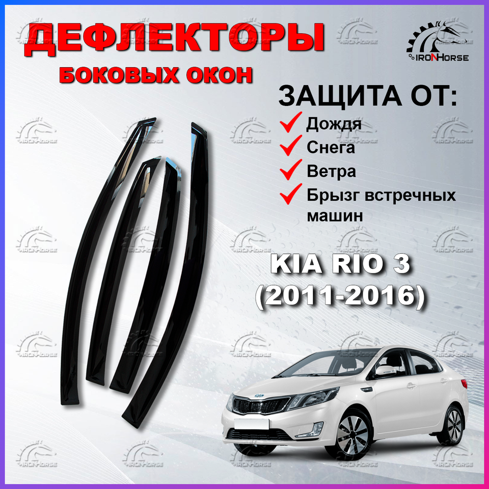 

Дефлекторы боковых окон (Ветровики) на Киа Рио 3 седан / Kia Rio 3 (2011-2016)