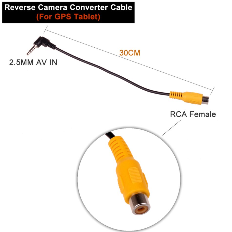 

Кабель-преобразователь с RCA на 2,5 мм AV для автомобильной камеры заднего вида, парковочной камеры для автомобильного видеорегистратора, GPS, планшета, помощи при парковке