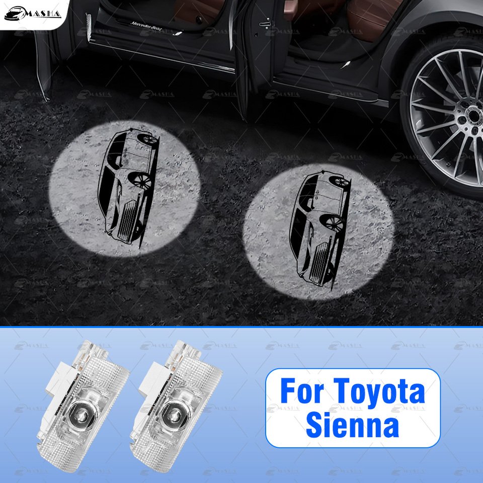 

2 шт. светодиодный лазерный проектор двери автомобиля для Toyota Sienna 2021 2022 2023 2024 Добро пожаловать свет эмблема лампы автоаксессуары