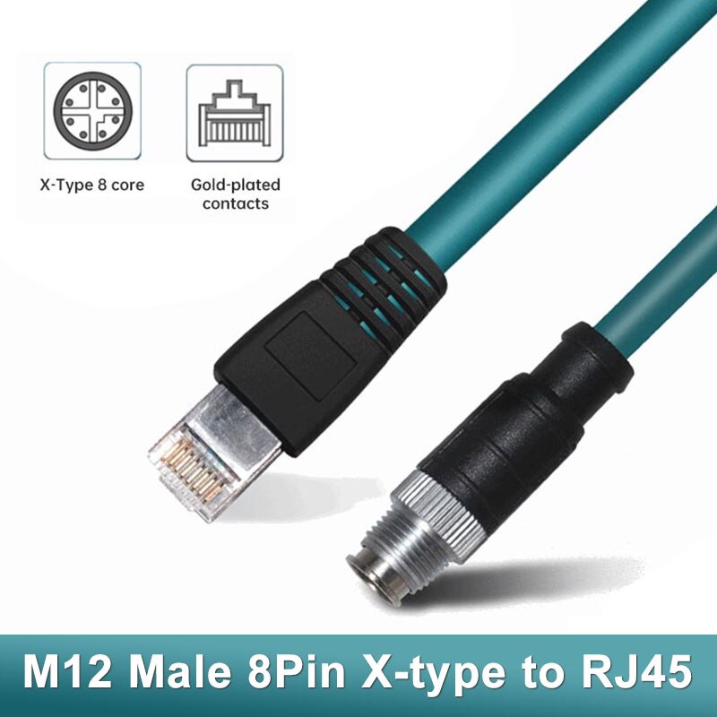 

8-контактный X-кодовый разъем M12 к RJ45, авиационная вилка, штекер, кабель Ethernet для промышленной камеры, IP67 M12 к rj45, экранированный датчик, провод