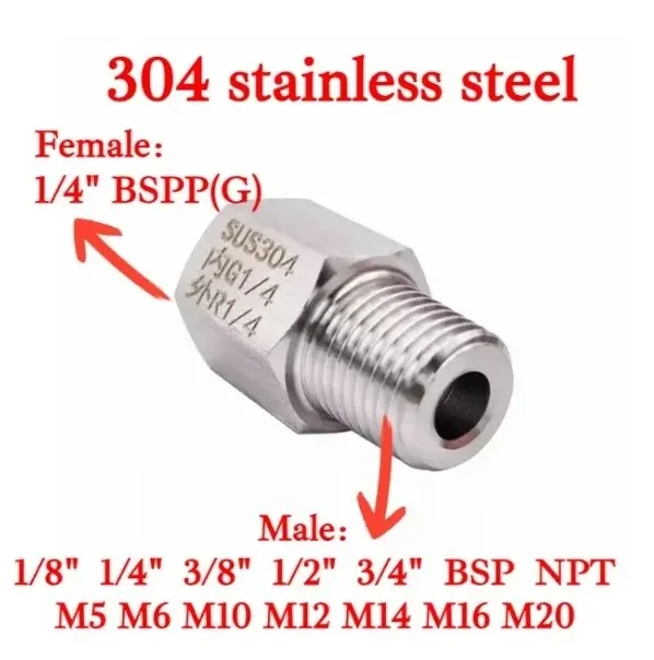 

Фитинг резьбовой нержавеющая сталь 304 G1/4" BSP female to male