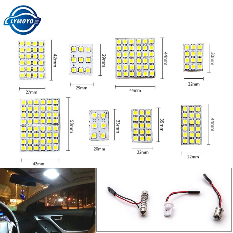 

1 комплект светодиодной панели T10 W5W C5W C10W Фестон Купольный светильник Светодиодные внутренние фонари Свет для чтения Внутренние фонари Автомобильные аксессуары 12 В универсальный