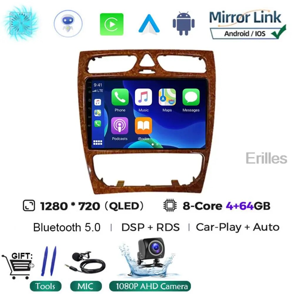 

Автомобильный радиоприемник Android 13 для Mercedes Benz C Class W203 C200 C320 C350 CLK W209 2002-2005, автомобильный стерео Мультимедийный плеер без DVD