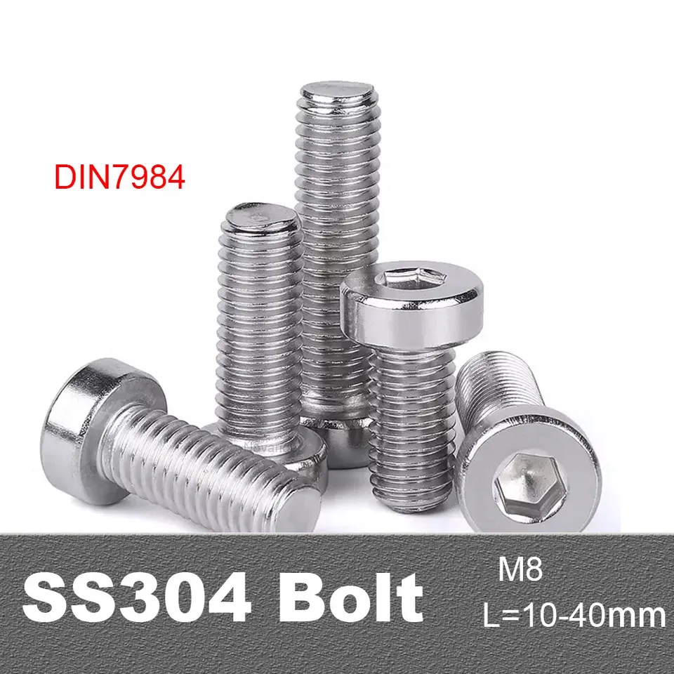 

5 шт. M8 * 10/12/16/20/25/30/35/40 Нержавеющая сталь SS304 DIN7984 M8 Болт с тонкой редукцией и шестигранной головкой, винт с шестигранной головкой