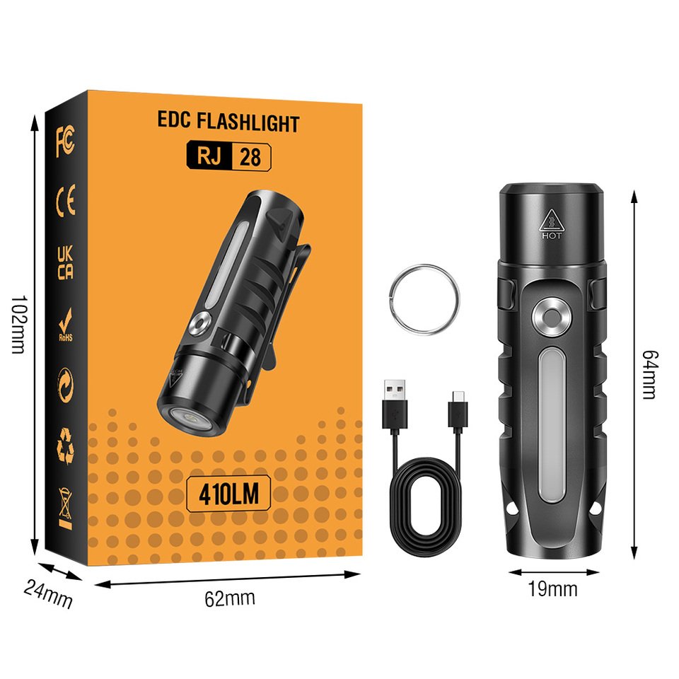 

BORUiT RJ28 EDC Мини-фонарик Портативный брелок-светильник Type-C Зарядный рабочий светильник Многофункциональный источник света Карманный фонарь для кемпинга