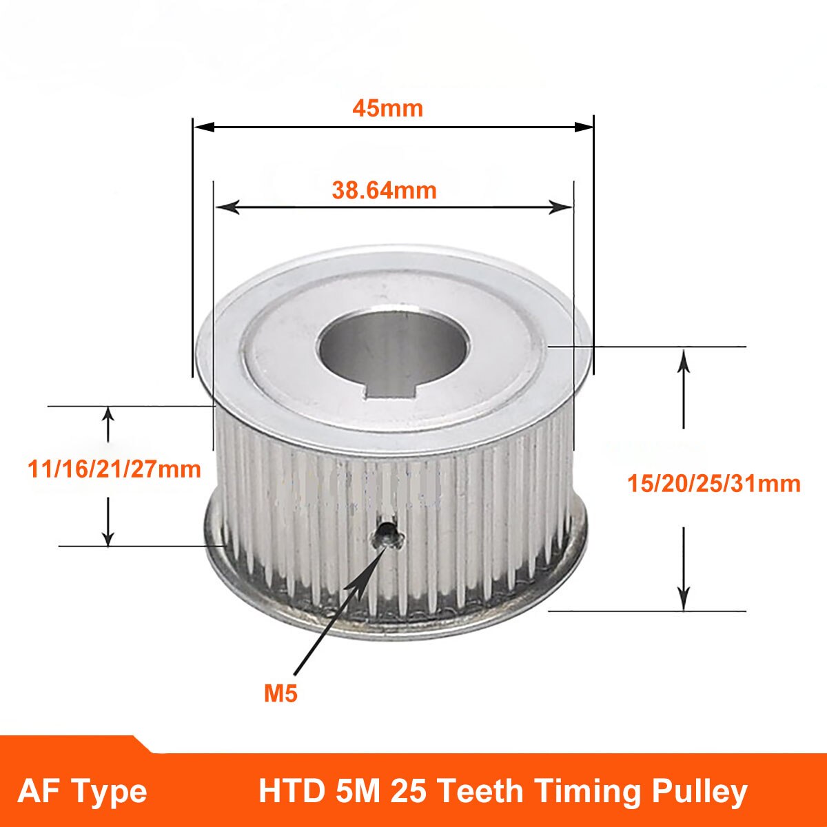 

Шкив HTD 5M 25 зубьев алюминиевый