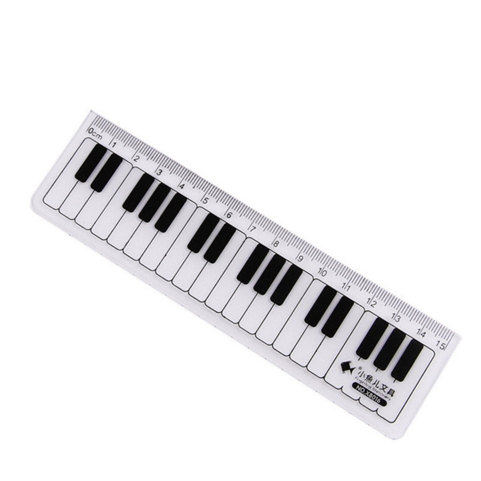 

15cm Plastic Straight Rulers Black White Musical Notes Piano Transparent Drawing Measuring Ruler Student Stationery Tools