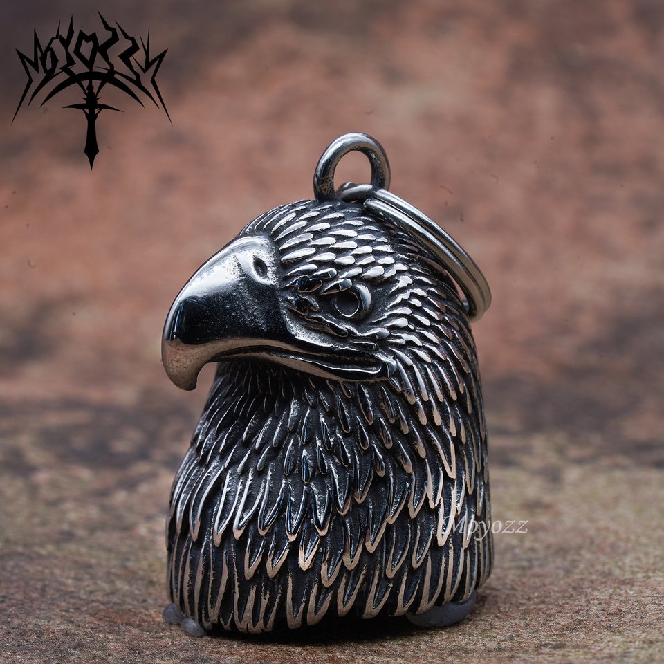 

Аксессуар для мотоциклетного байкерского звонка Eagle Head или брелок для ключей для мотоцикла Luck, звонок из нержавеющей стали для мужчин и бесплатная вешалка для звонка