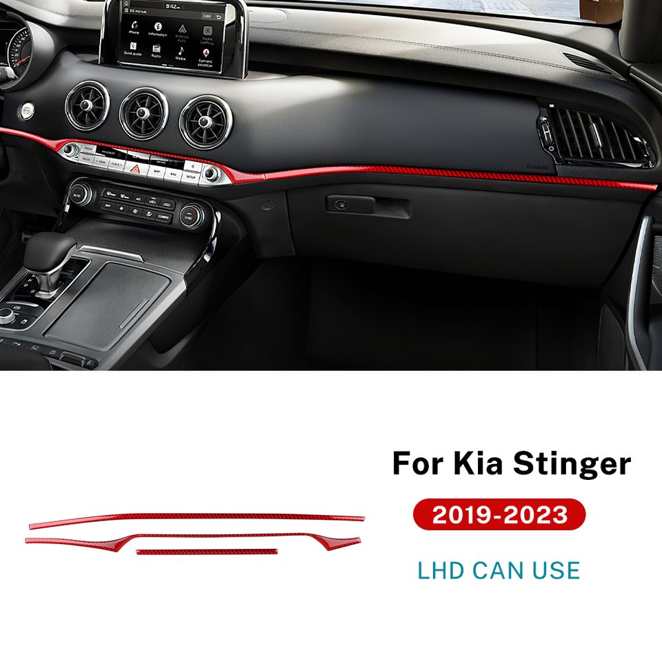 

Настоящая мягкая наклейка из углеродного волокна для Kia Stinger 2019 2020 2021 2022 LHD RHD, автомобильная Центральная лента управления, аксессуары для интерьера