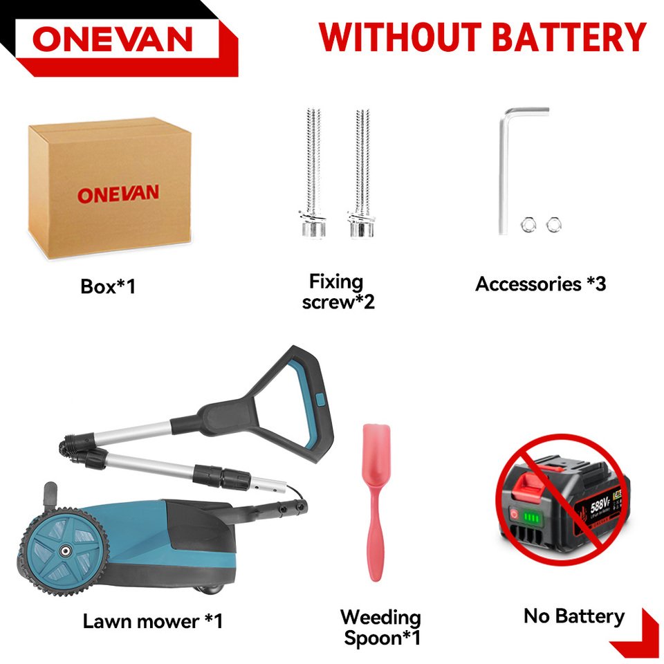 

ONEVAN Аккумуляторная газонокосилка 5000 Вт