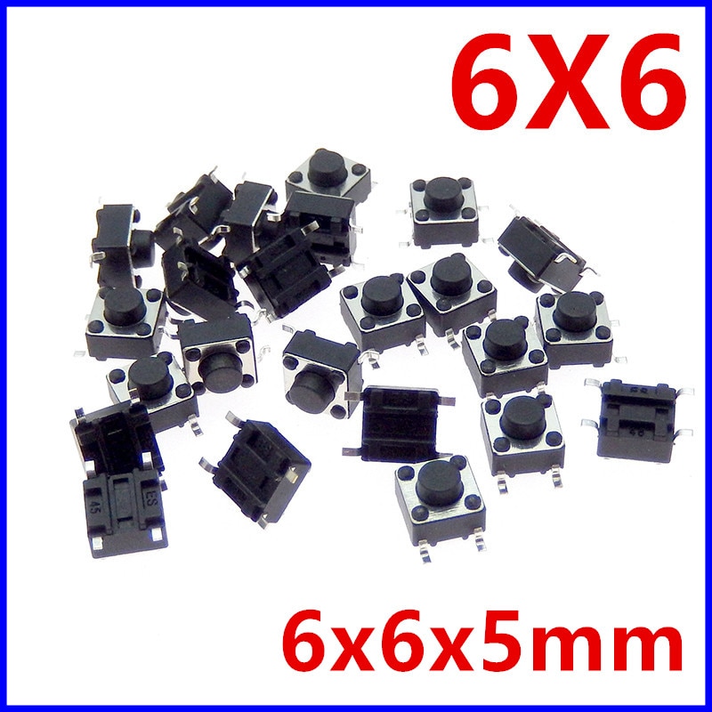 

50 шт. SMT 6*6*5 6X6X5 6X6X5mm 4-контактный патч-переключатель Микро-кнопочный переключатель сброс коммутатор PCB SMD