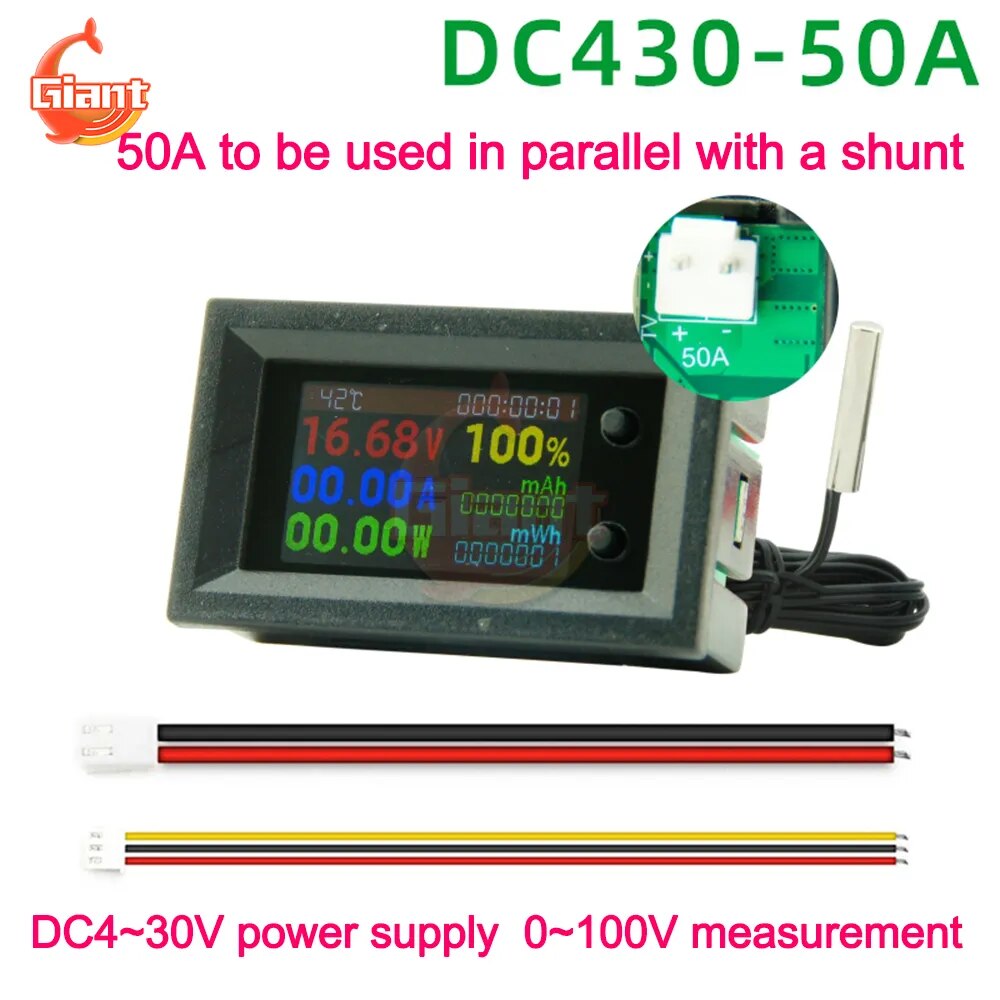 

Gaqqee многофункциональный тестер DC4~30V 10A/50A/100A